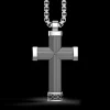 Collana Zancan in argento brunito con pendente a croce e pietre nere.