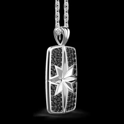 Collana Zancan in argento a targa con pietre nere.