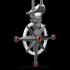Collana Zancan in argento con pendente a teschio pirata.