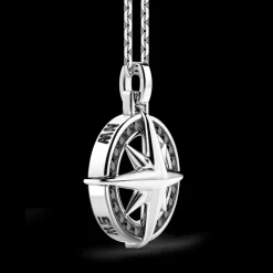 Collana Zancan in argento, pendente a rosa dei venti con pietre nera