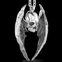 Collana Zancan in argento con pendente a teschio alato.