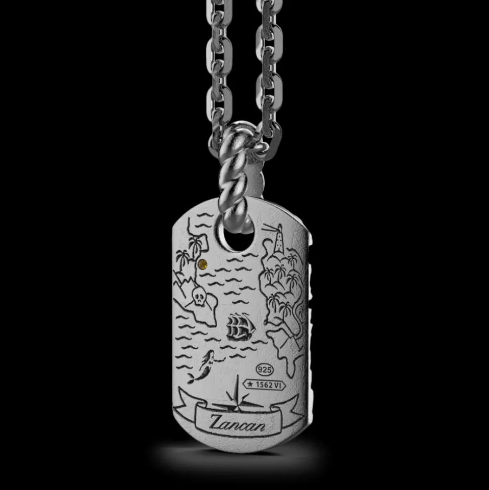 Collana Zancan in argento brunito con pendente raffigurante le onde del mare.