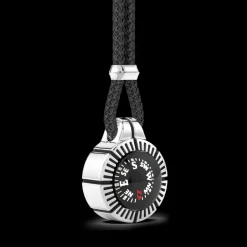 Collana Zancan in argento con bussola nera.