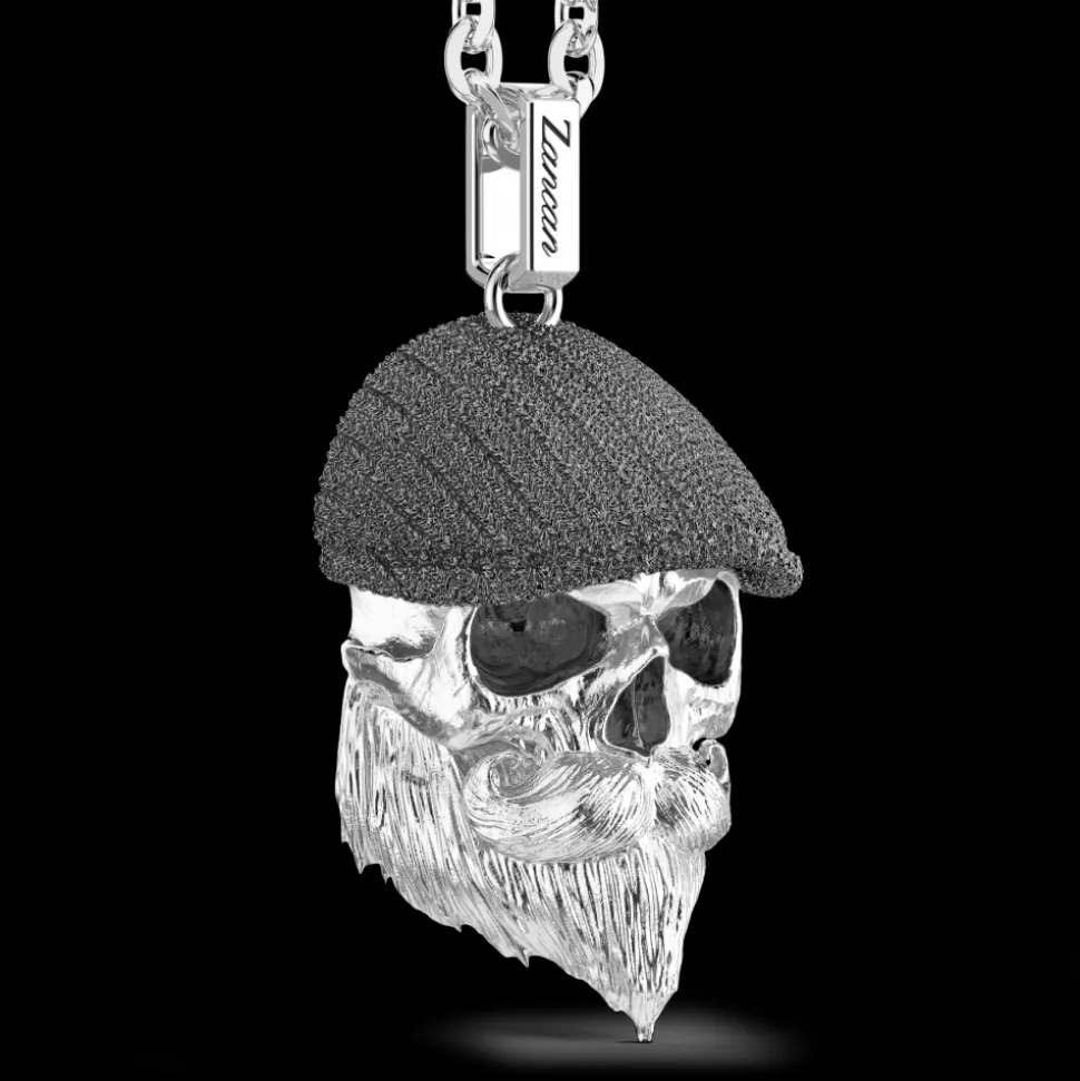 Collana Zancan in argento con pendente a teschio con coppola.