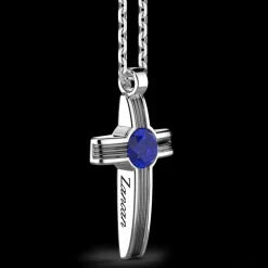 Collana Zancan in argento con pendente a croce e pietra lapis.