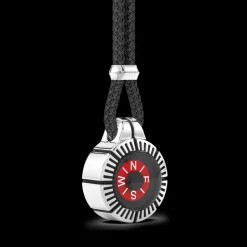 Collana Zancan in argento con bussola rossa.