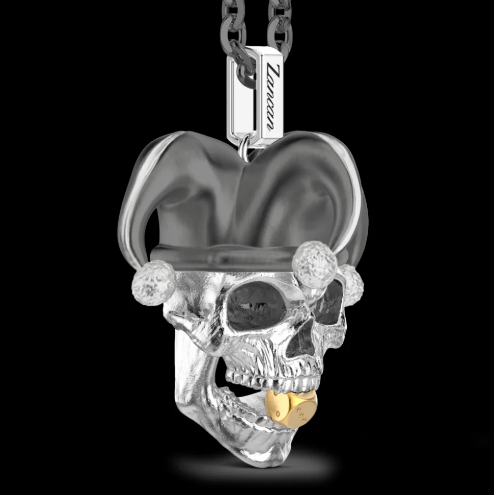 Collana Zancan in argento con pendente a teschio joker.