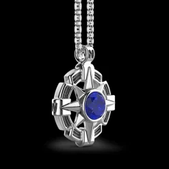 Collana Zancan in argento con pendente a rosa dei venti e pietra blu.