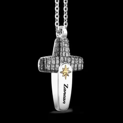 Collana Zancan in argento con pendente a croce ad effetto pelle.