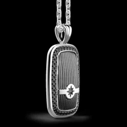 Collana Zancan in argento a targa con pietre nere.