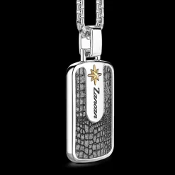 Collana Zancan in argento con pendente a targa ad effetto pelle.