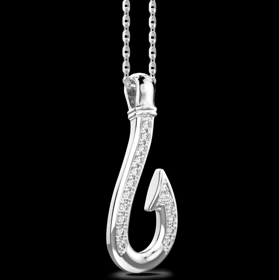 Collana Zancan in argento con pendente ad amo con pietre.