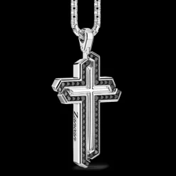 Collana Zancan in argento con pendente a croce e pietre.