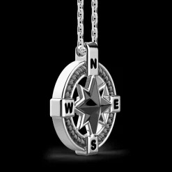 Collana Zancan in argento con pendente a rosa dei venti in ceramica.
