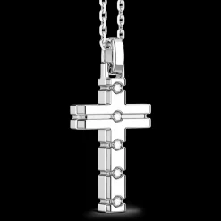 Collana Zancan in argento con pendente croce e pietre bianche.