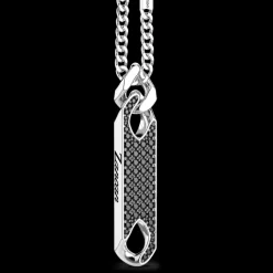Collana Zancan in argento con pendente a targa e pietre.