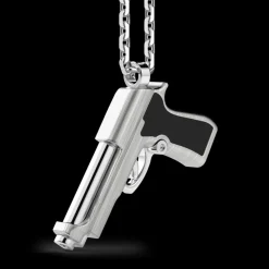 Collana Zancan in argento con pendente a pistola.