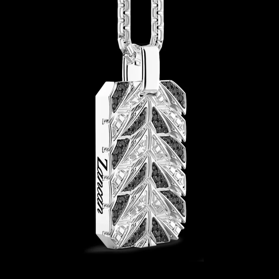 Collana Zancan in argento con pendente a targa e pietre.