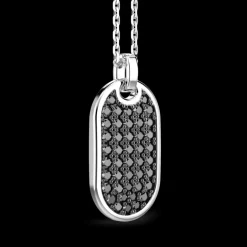Collana Zancan in argento con pendete a targa con pietre nere.