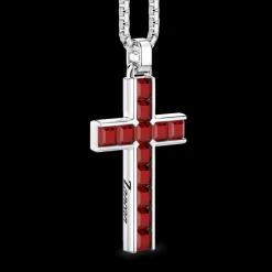 Collana Zancan in argento con pendente a croce e pietre naturali.