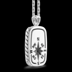Collana Zancan in argento con pendente a targa e rosa dei venti.