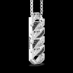 Collana Zancan in argento con pendente a targa e pietre.