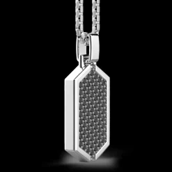 Collana Zancan in argento con pendente a targa tempestato di pietre nere.