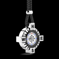 Collana Zancan in argento con bussola bianca.
