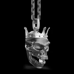 Collana Zancan in argento con pendente a teschio con corona.
