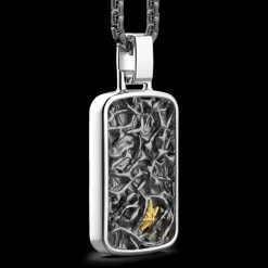 Collana Zancan in argento con pendente a targa con filo spinato.