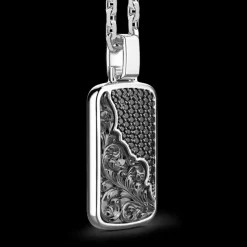 Collana Zancan in argento a targa con pietre nere.