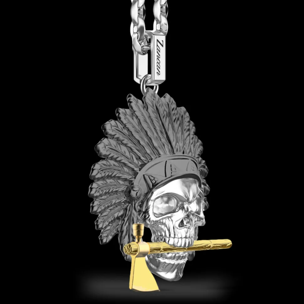Collana Zancan in argento con pendente a teschio nativo americano.