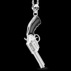 Collana Zancan in argento con pendente a pistola revolver.