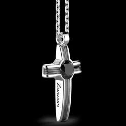 Collana Zancan in argento con pendente a croce e pietra onice.