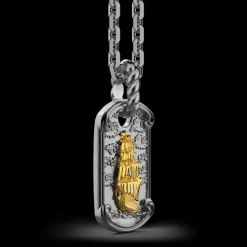 Collana Zancan in argento brunito con veliero.