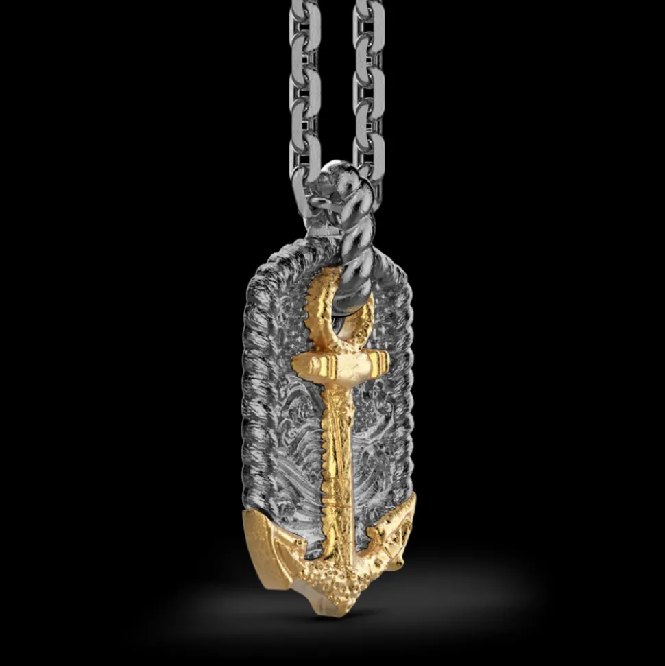 Collana Zancan in argento brunito con ancora.