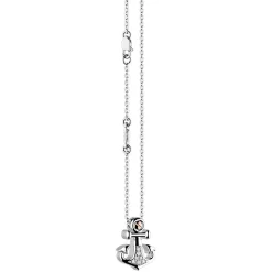 Collana Zancan in argento con pendente ad ancora e pietre bianche.