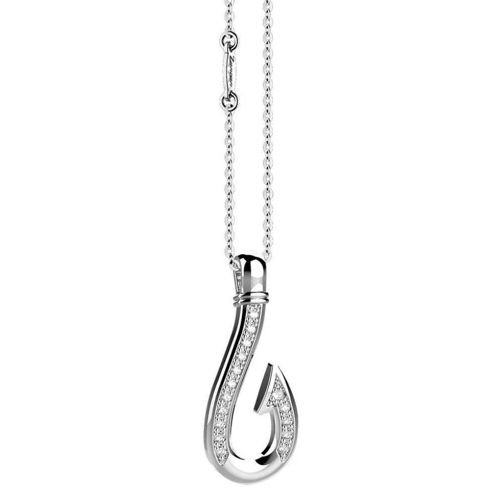 Collana Zancan in argento con pendente ad amo con pietre.