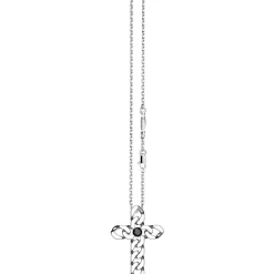 Collana Zancan in argento con pendente a croce e pietre nere.
