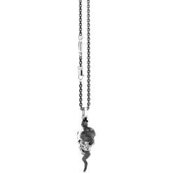 Collana Zancan in argento con pendente a teschio e serpente.