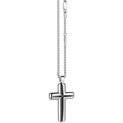 Collana Zancan in argento con pendente a croce e pietra nera.