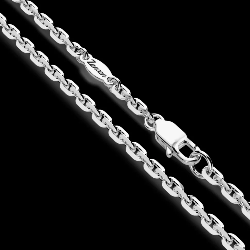 Collana Zancan in argento con pendente a croce e pietre nere.