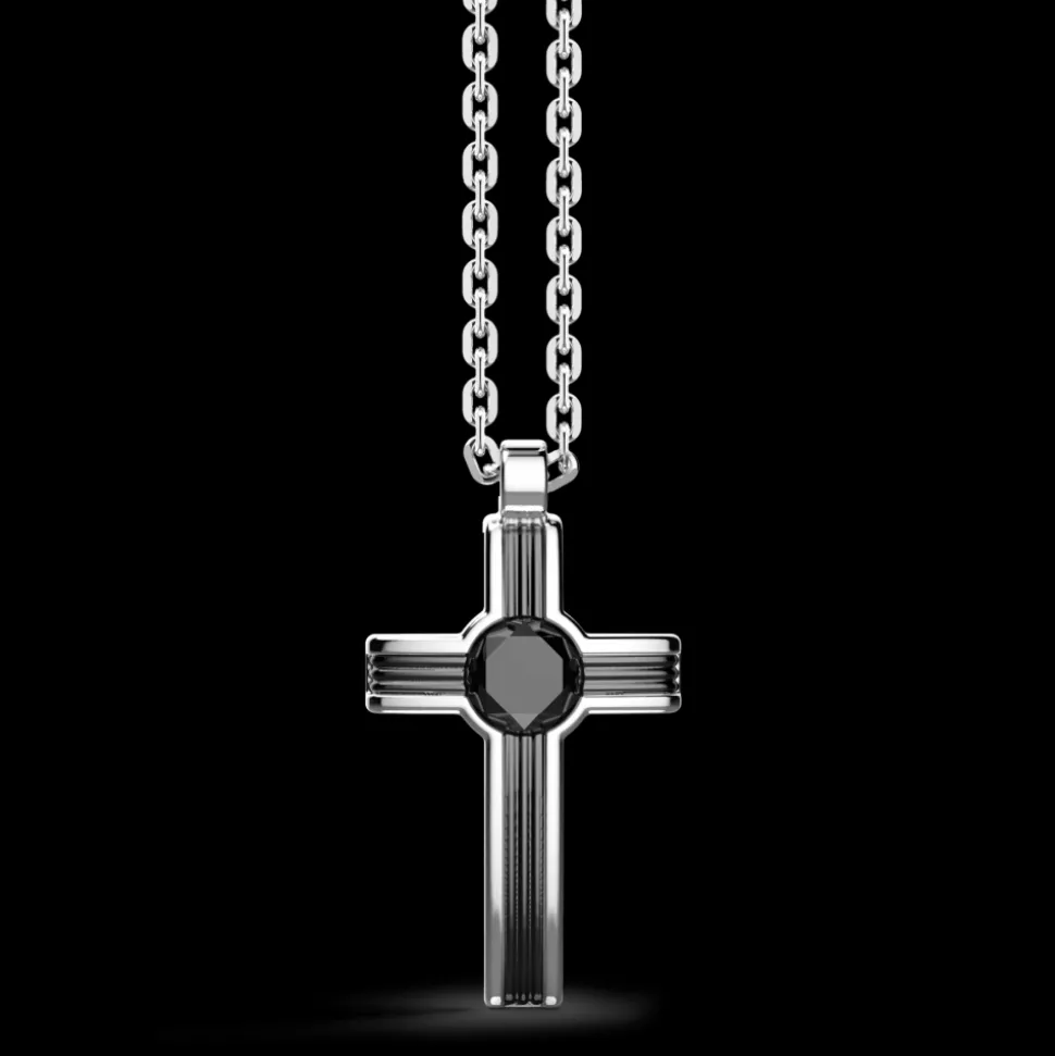 Collana Zancan in argento con pendente a croce e pietra onice.
