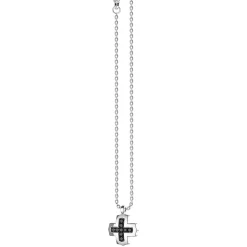 Collana Zancan in argento con pendente a croce greca e pietre nere.