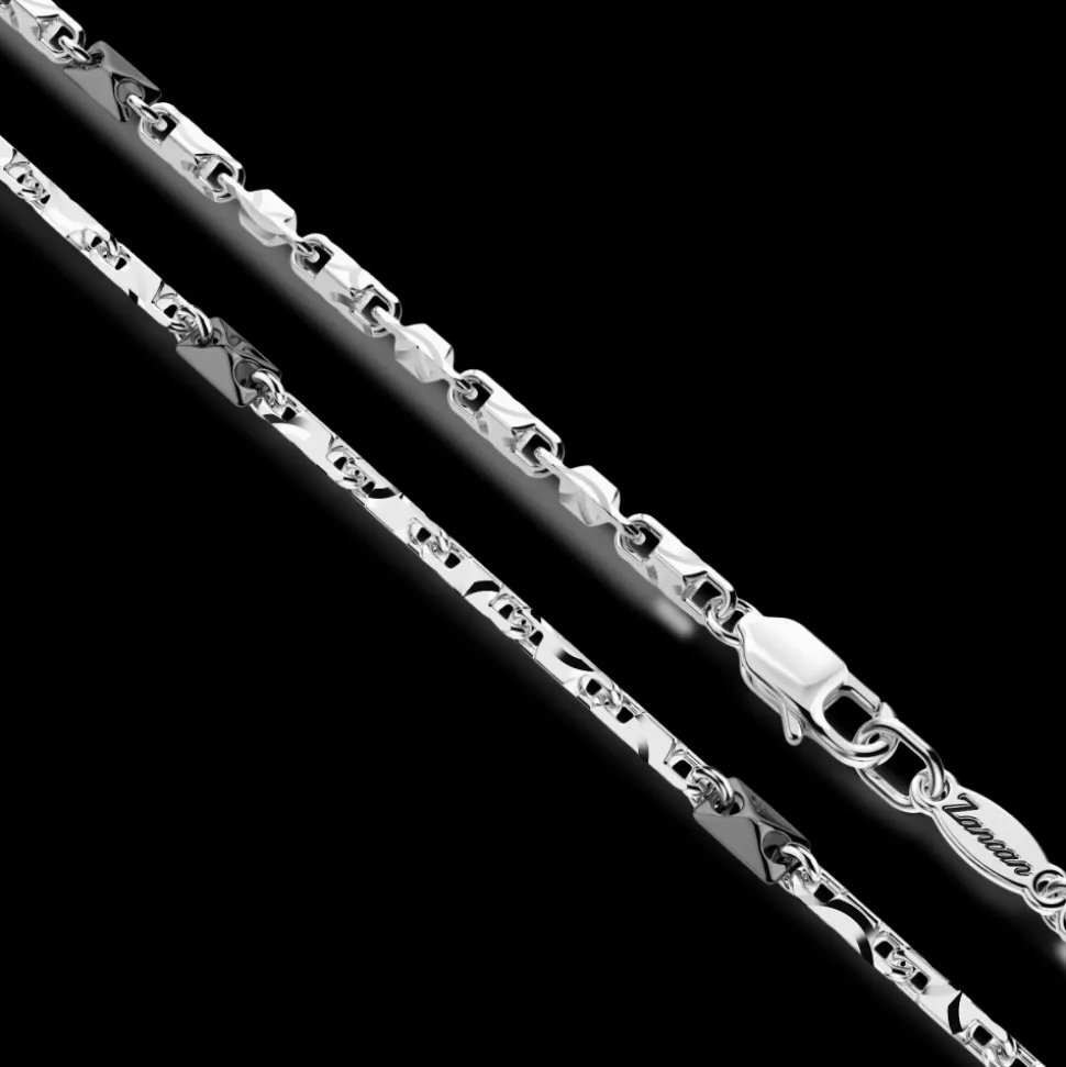 Collana Zancan in argento con pendente a croce e pietre nere.