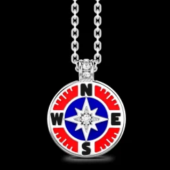 Collana Zancan in kevlar con pendente in argento e dettagli smaltati.
