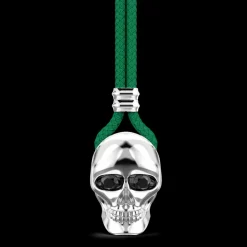 Collana Zancan in kevlar con pendente a teschio in argento.