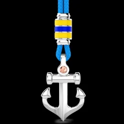 Collana Zancan in kevlar con pendente ad ancora in argento.
