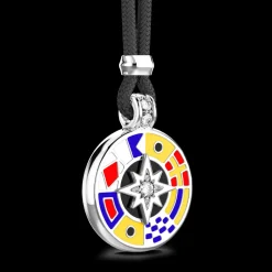 Collana Zancan in kevlar con pendente in argento e dettagli smaltati.