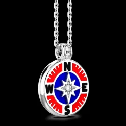 Collana Zancan in kevlar con pendente in argento e dettagli smaltati.